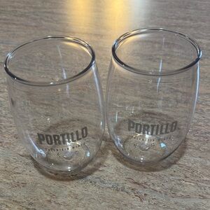 NEW Portillo plastic Stemless Wine Glasses Set